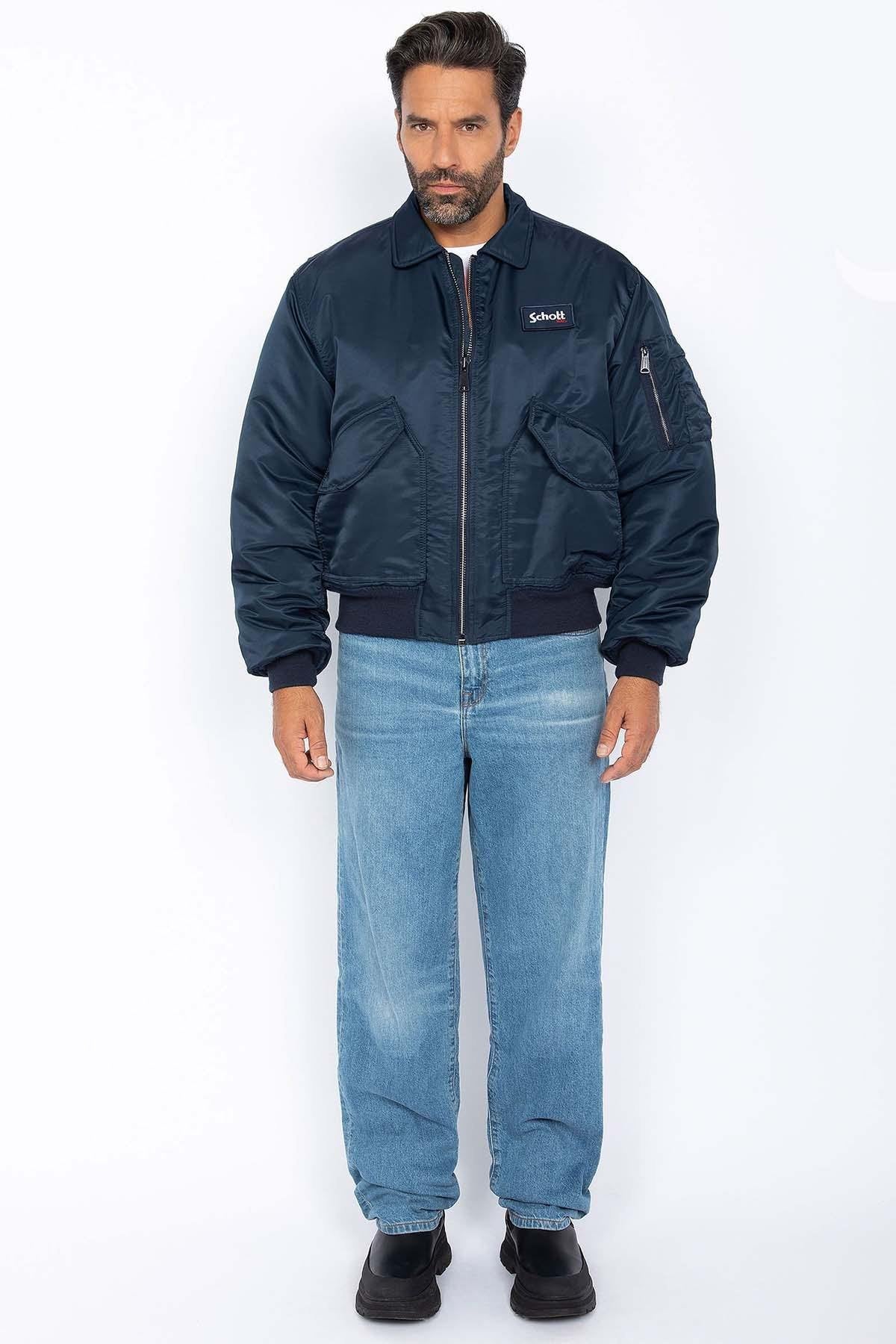 90's navy blue CWU bomber jacket in recycled nylon - Image n°3