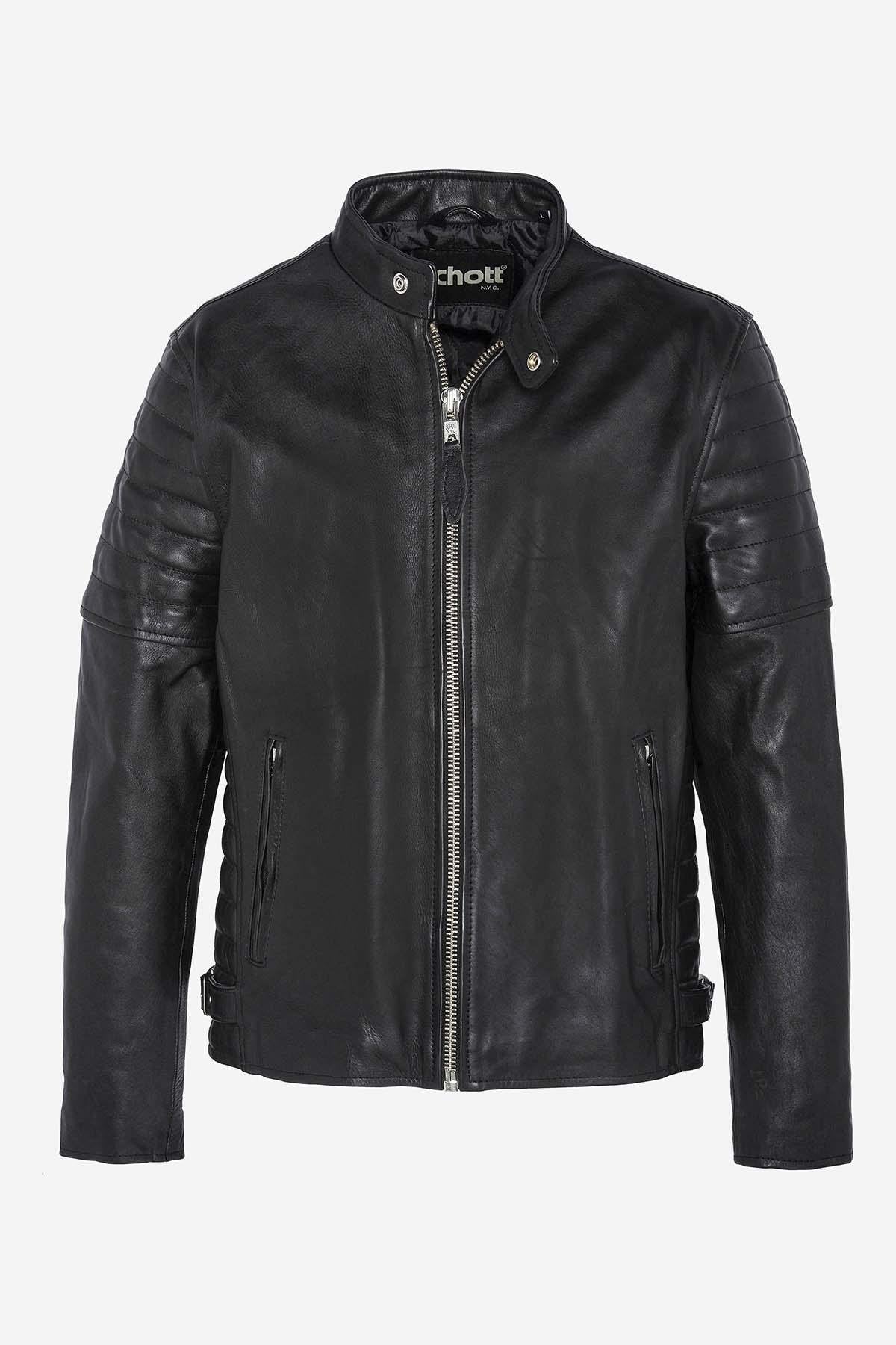 Biker-style jacket in black cowhide leather - Image n°6