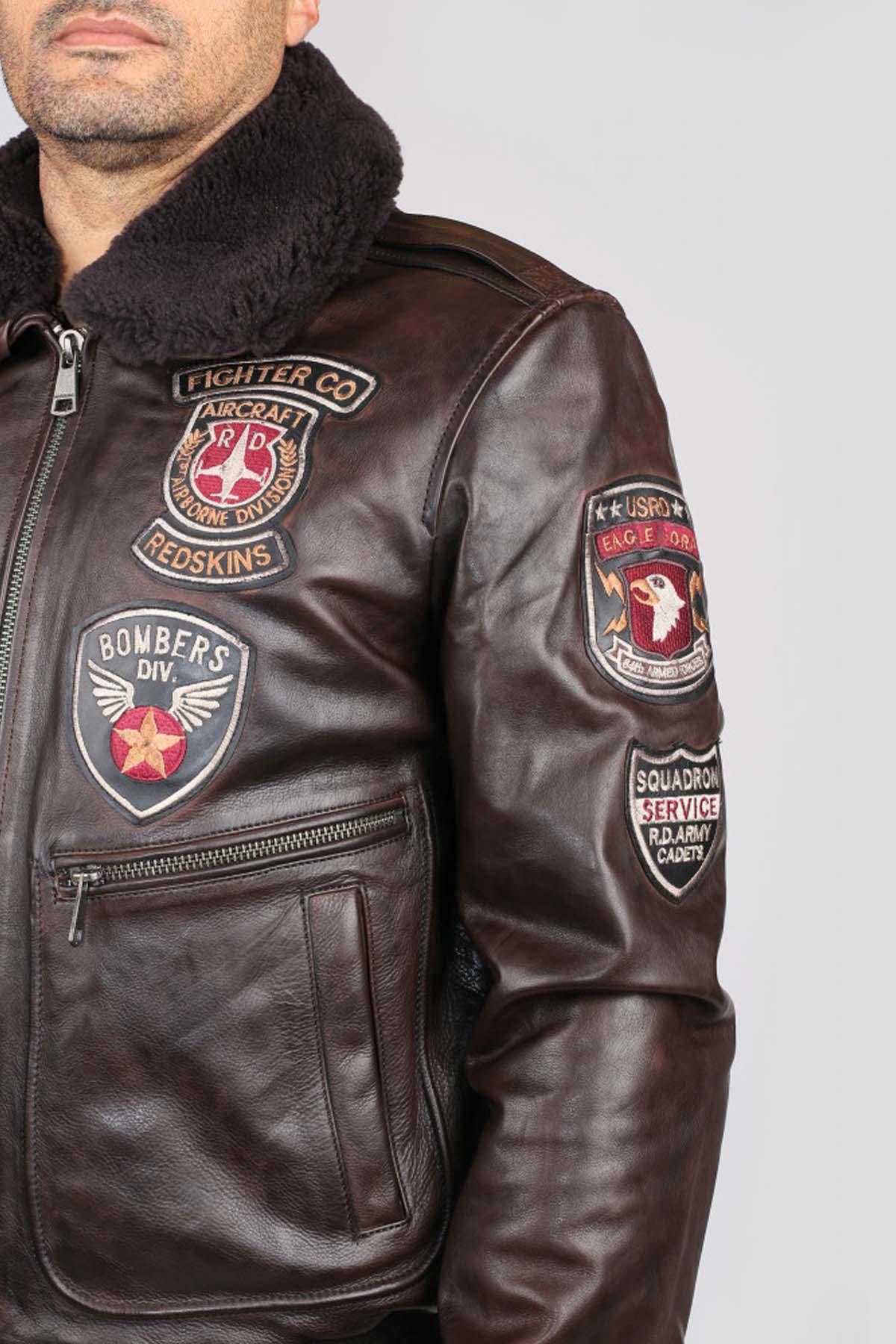 Fur collar jacket with pilot badges - Image n°5