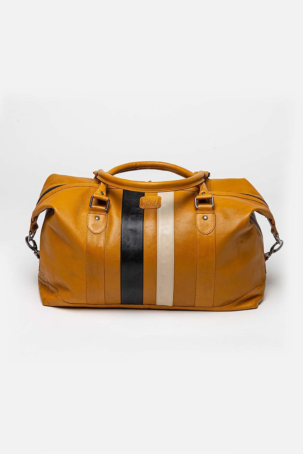 Le Mans 1923 48-hour travel bag in yellow leather - Image n°5