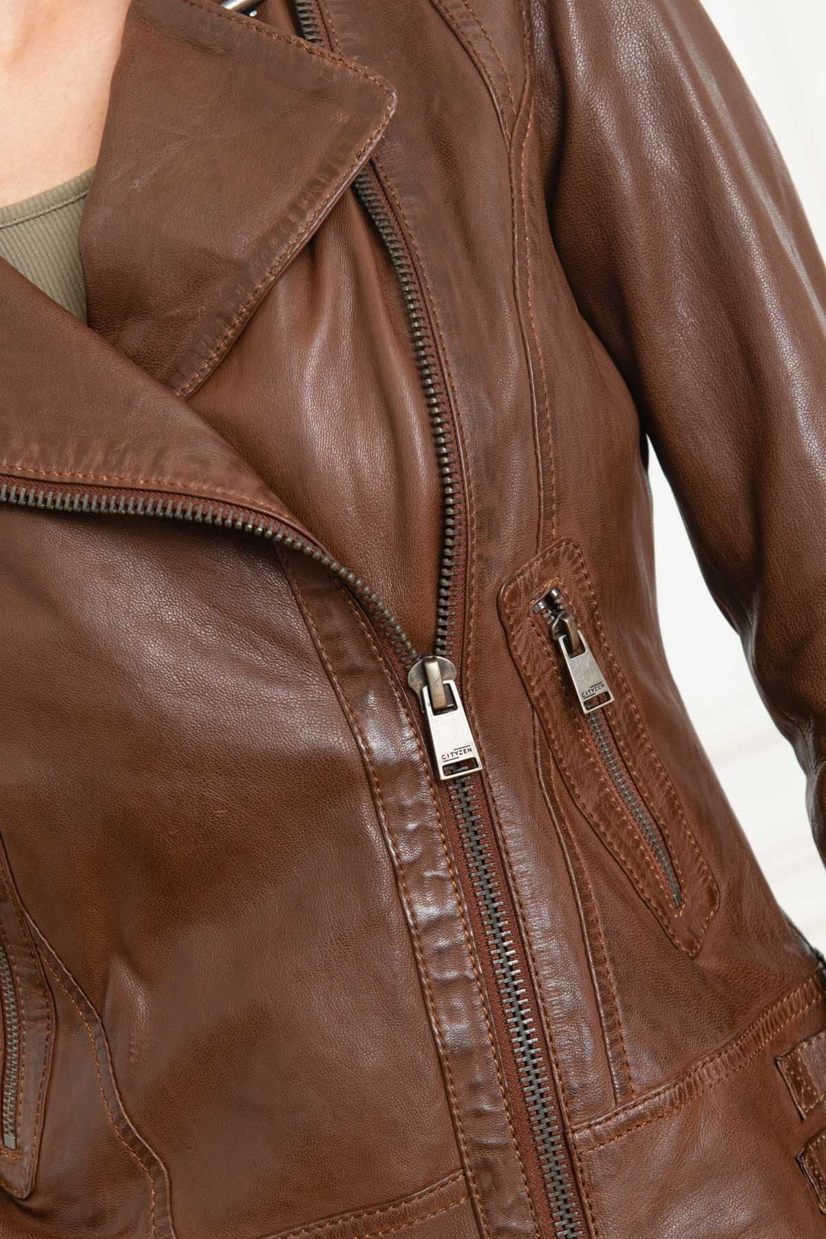 Brown leather Perfecto jacket - Image n°12