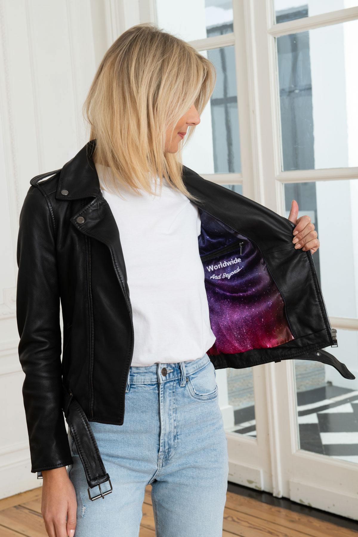 Cityzen Biker Jacket with cosmos print interior - Image n°7