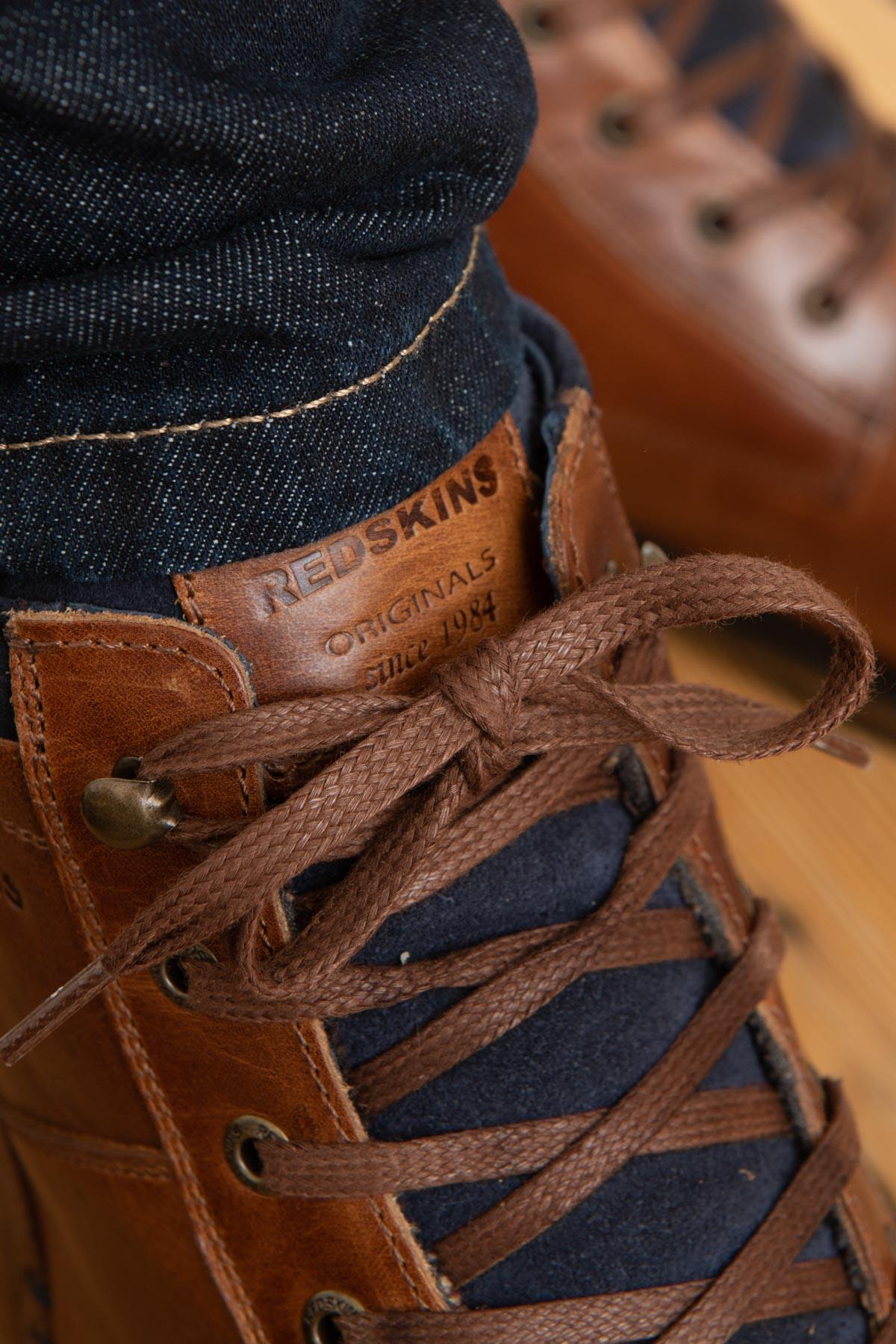 Men's navy cognac boots - Image n°5