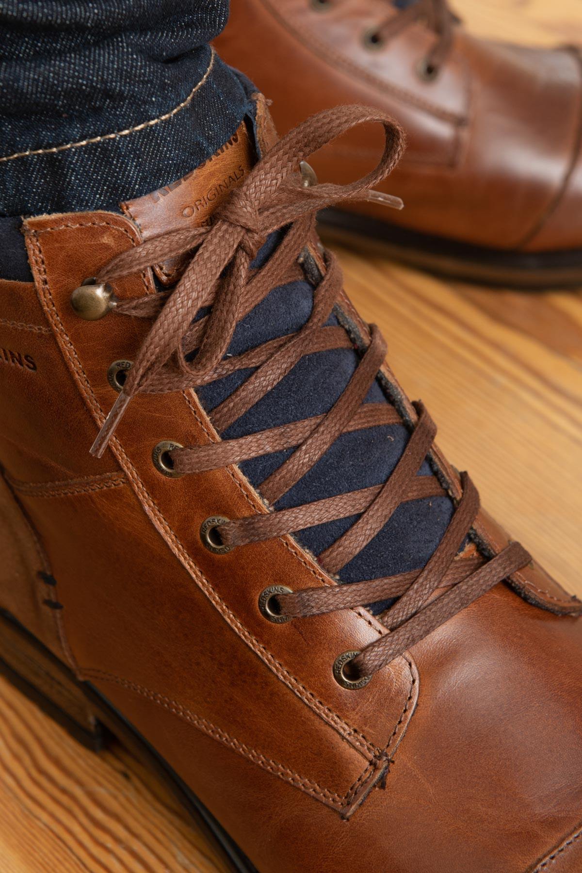 Men's navy cognac boots - Image n°6