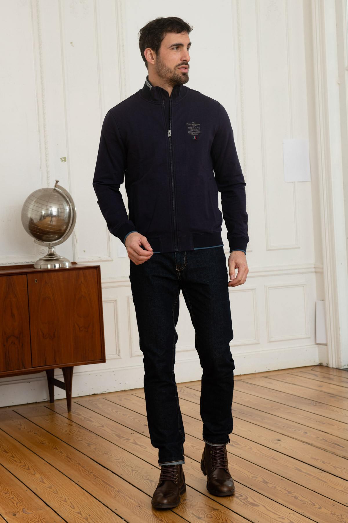 Aeronautica embroidered navy blue jacket - Image n°2