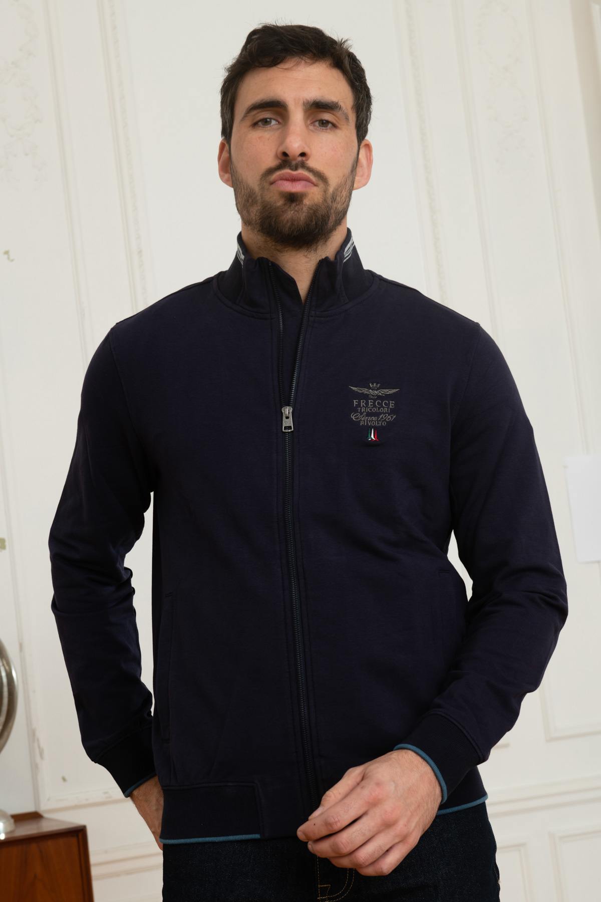 Aeronautica embroidered navy blue jacket - Image n°1