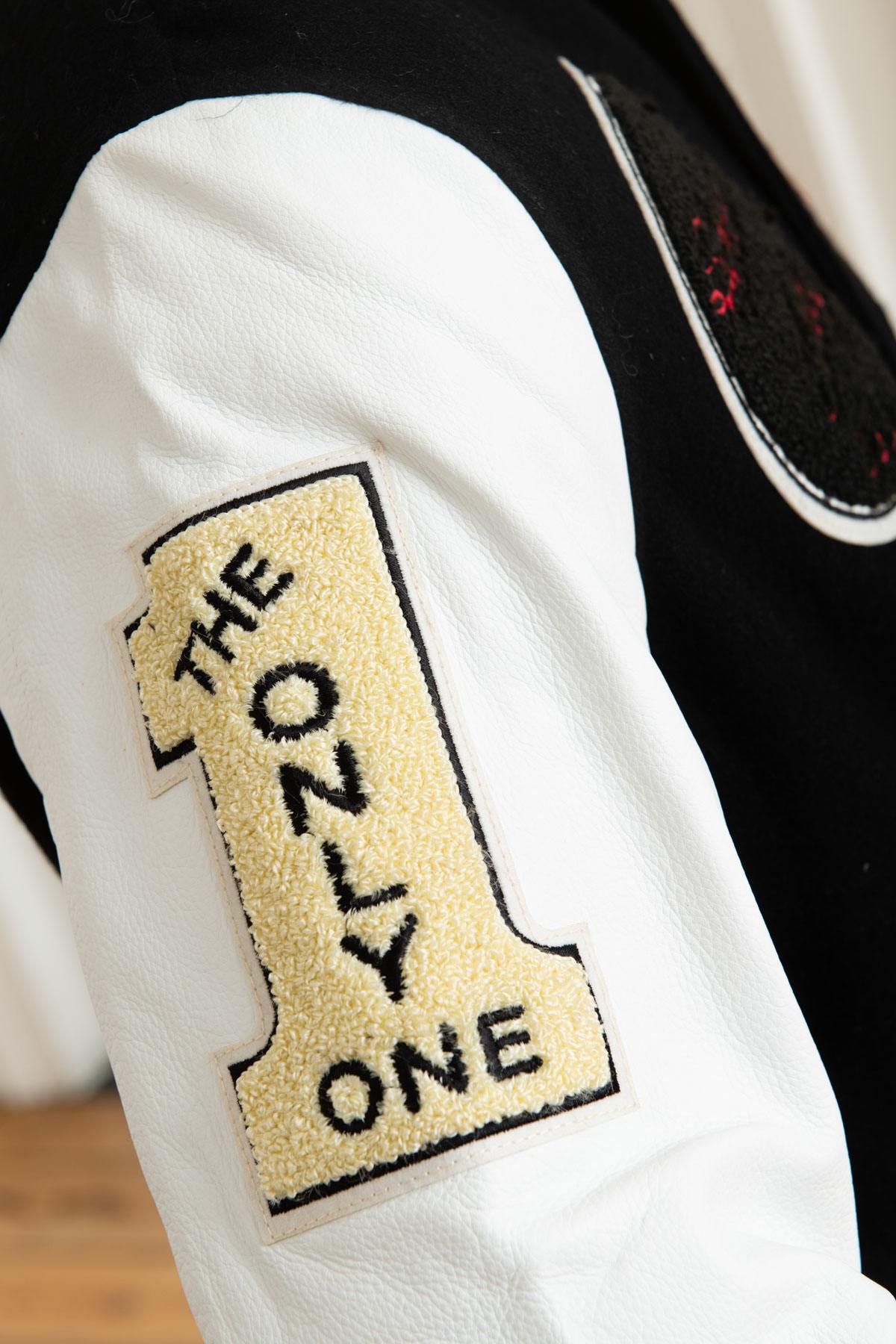 White and black American varsity jacket - Image n°7