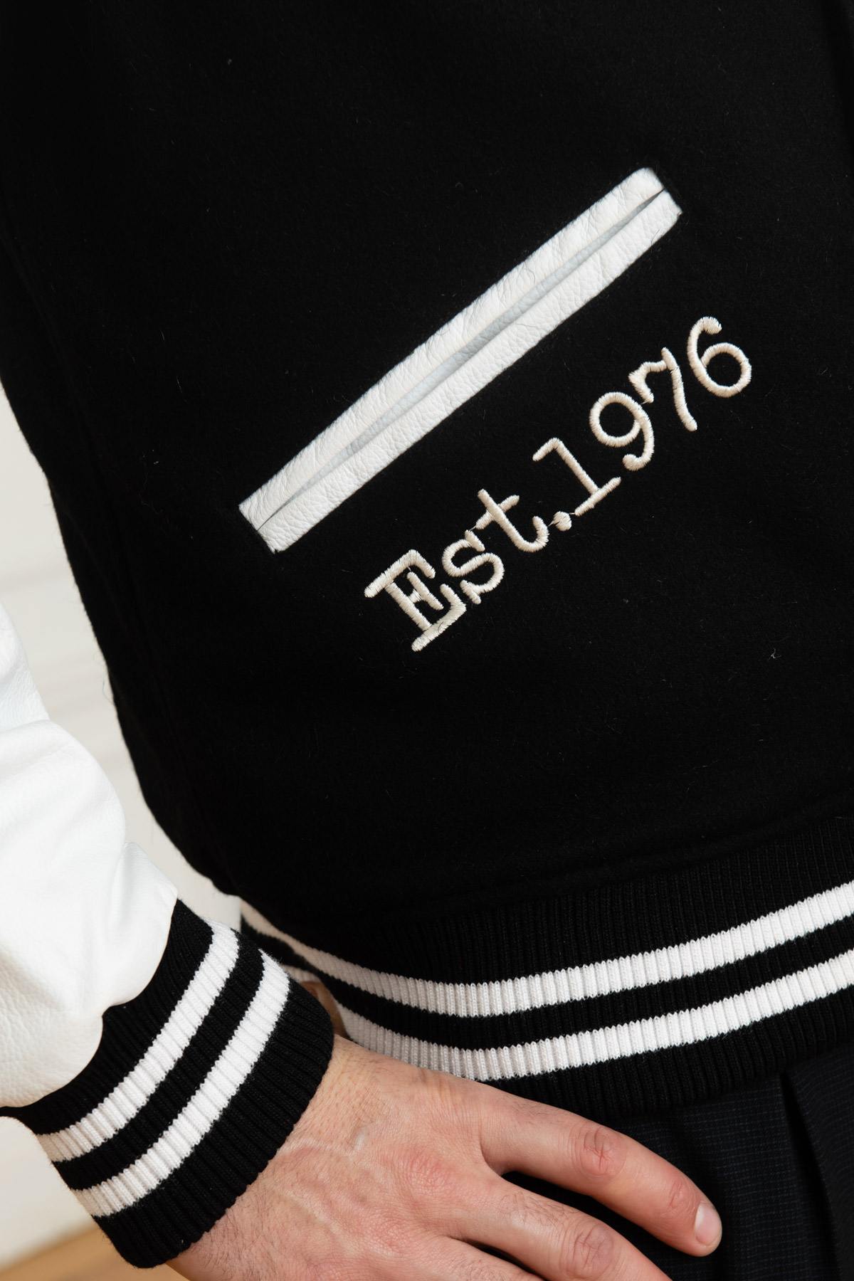 White and black American varsity jacket - Image n°10