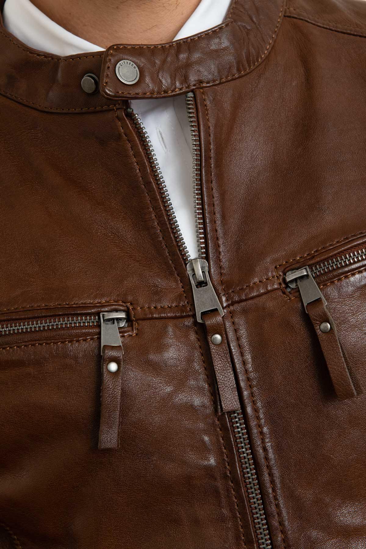 Fine vegetable sheepskin leather jacket - Image n°4