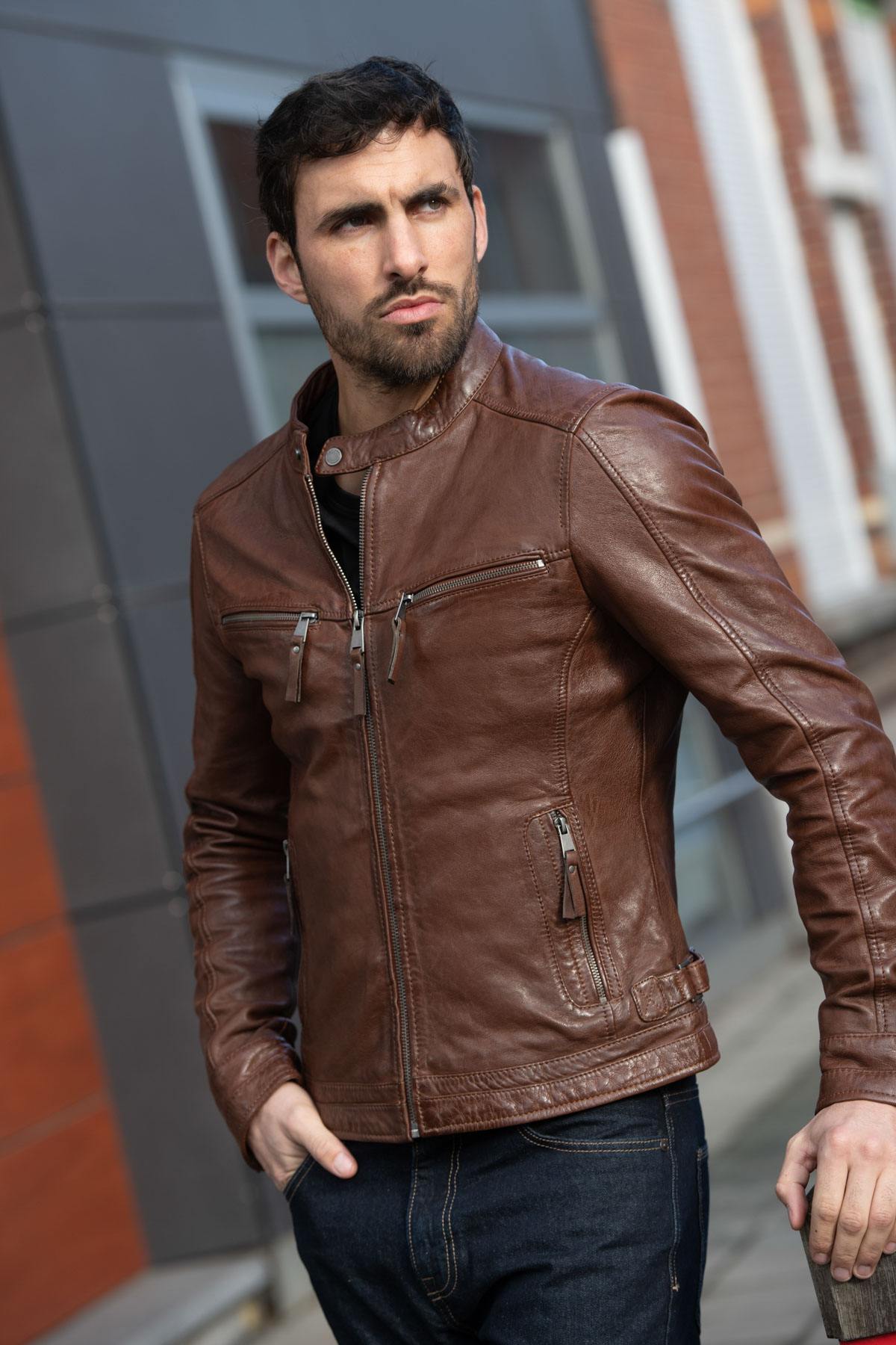 Fine vegetable sheepskin leather jacket - Image n°5