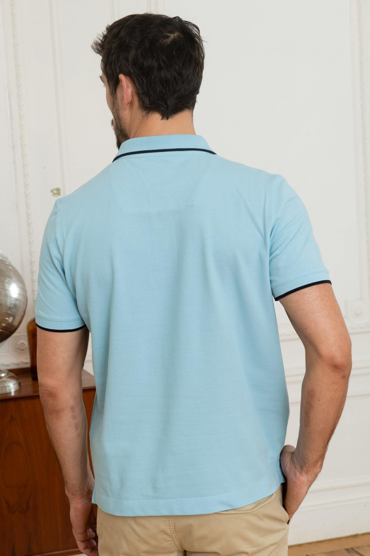 Aeronautica embroidered light blue polo shirt - Image n°3