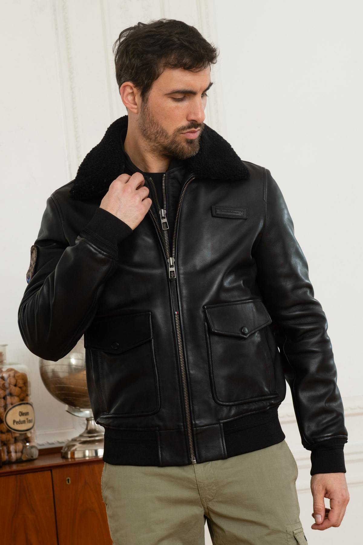 Patrouille de France Pilot Jacket in black leather - Image n°3