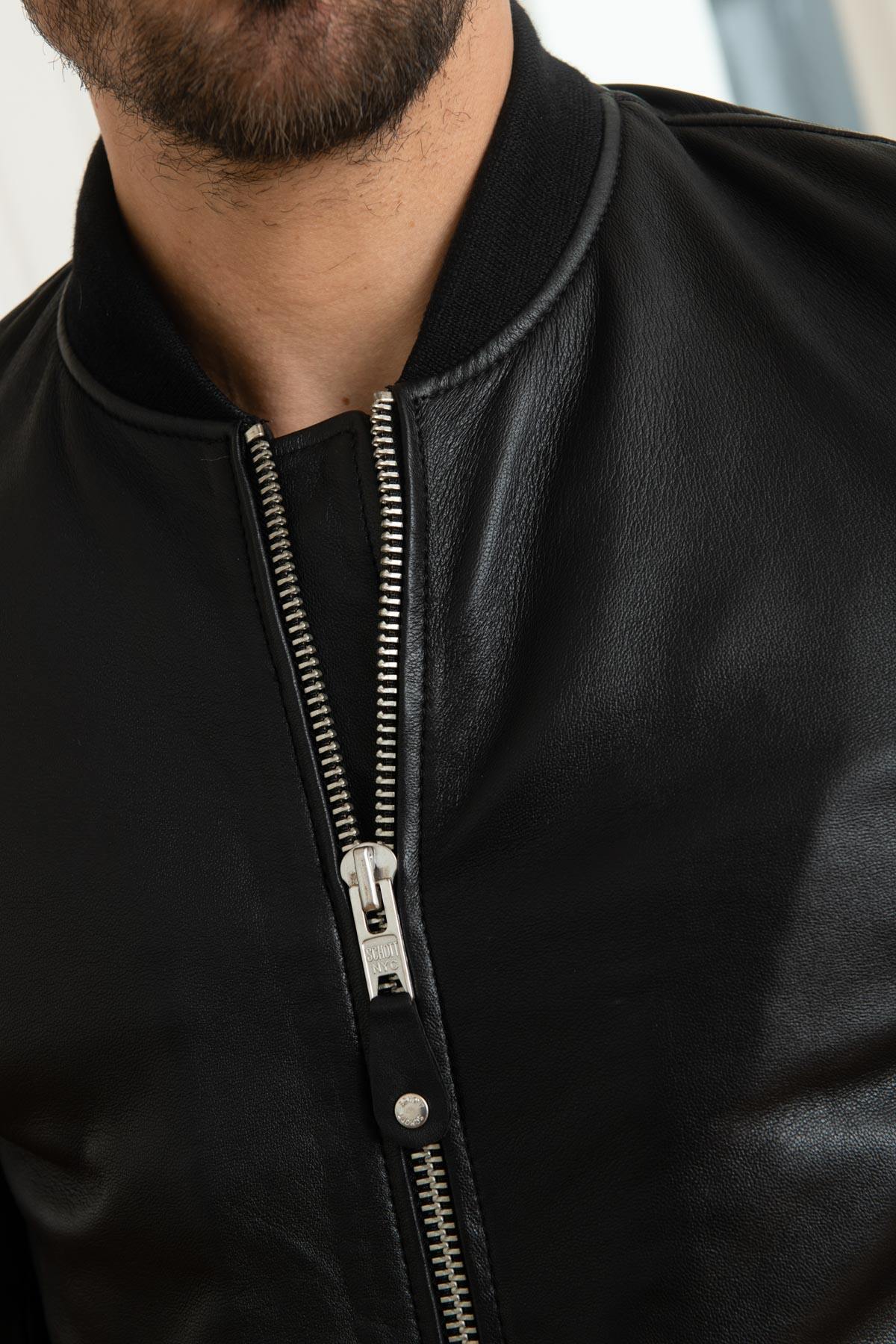 Black leather bomber - Image n°9