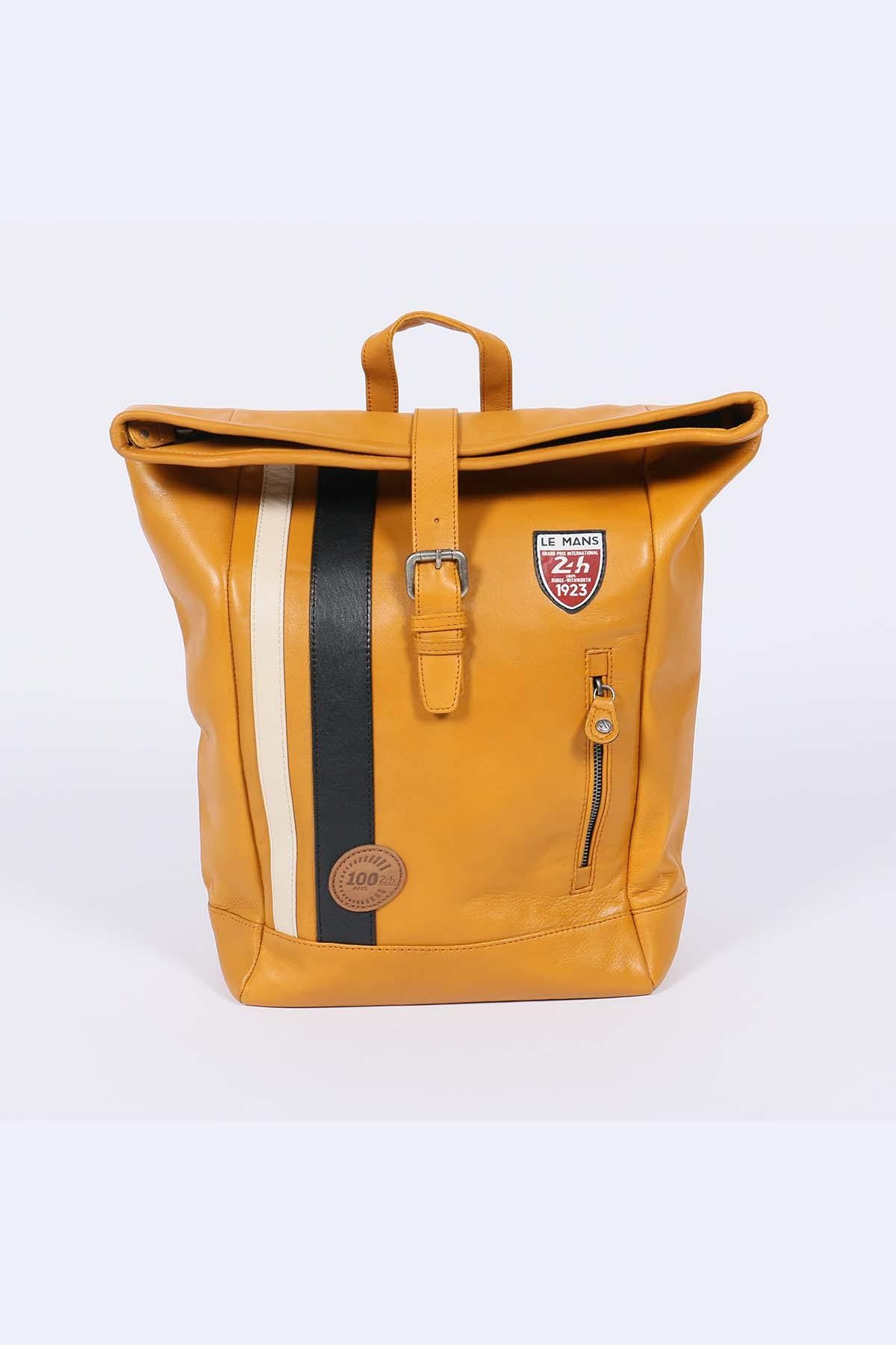 Yellow Le Mans 1923 backpack in sheepskin - Image n°1