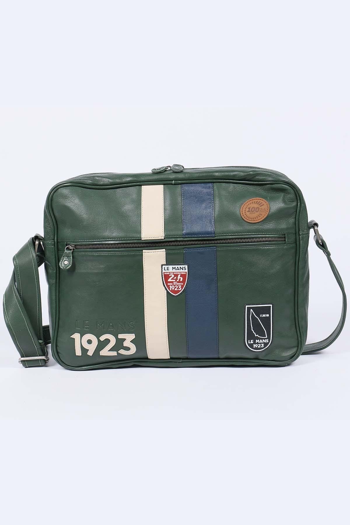 100 Years of Le Mans shoulder bag in green leather - Image n°1