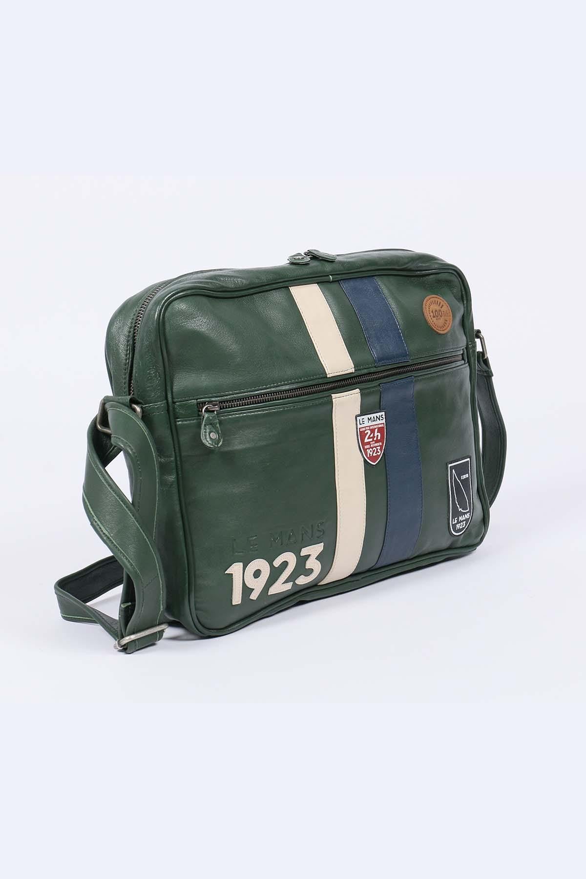 100 Years of Le Mans shoulder bag in green leather - Image n°2