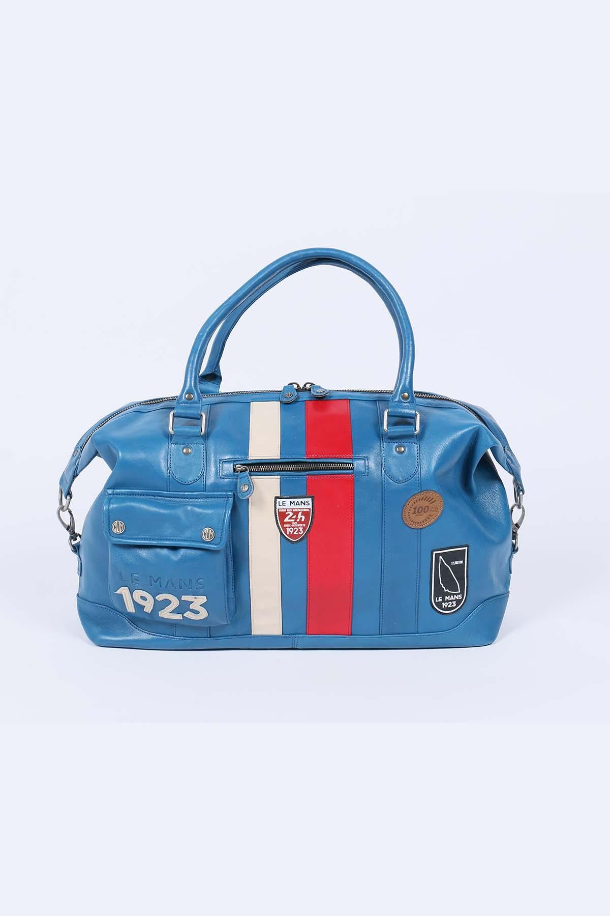 48-hour racing travel bag in blue leather "Le Mans 1923" - Image n°1