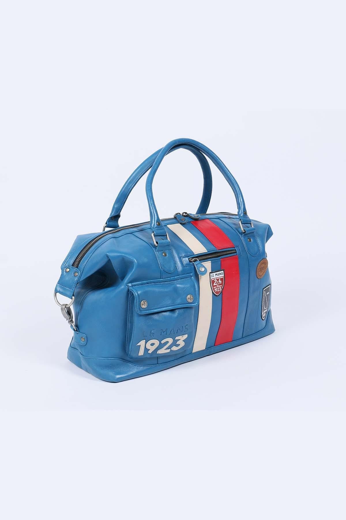 48-hour racing travel bag in blue leather "Le Mans 1923" - Image n°3