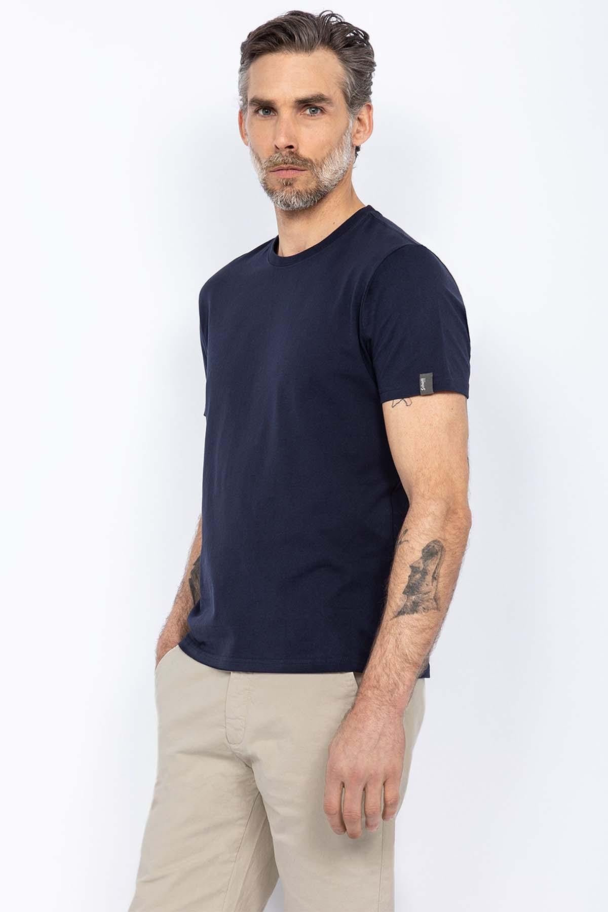 Pack of 2 plain navy blue and heather gray t-shirts - Image n°2