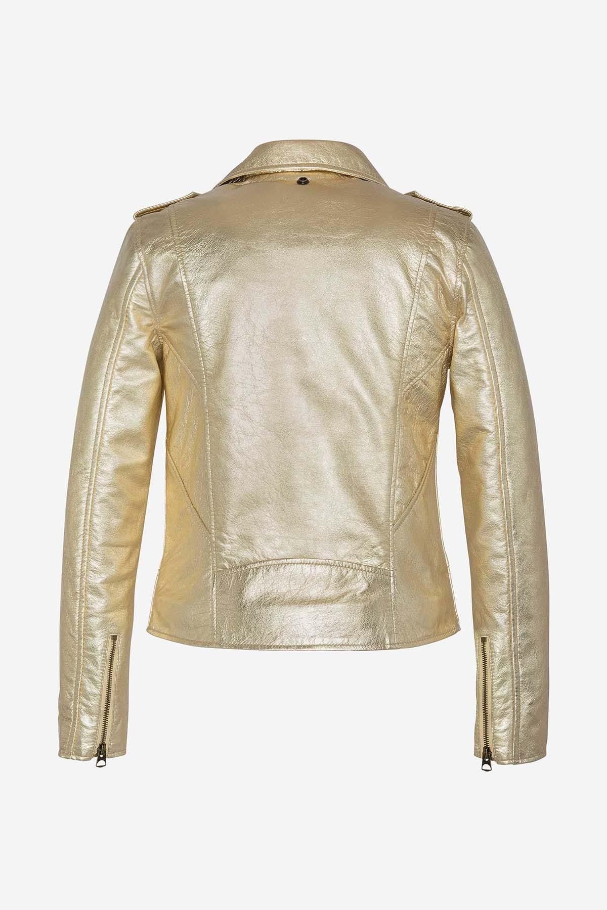 Women's gold-colored Perfecto jacket - Image n°2