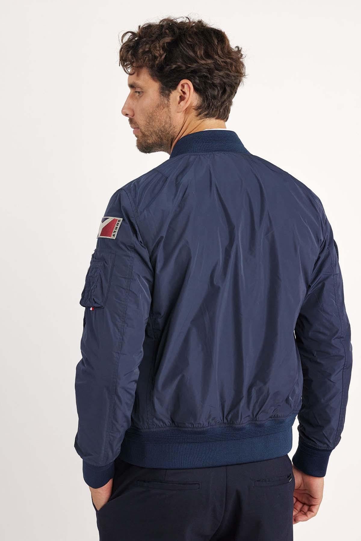 Navy blue Patrouille de France nylon bomber jacket - Image n°4