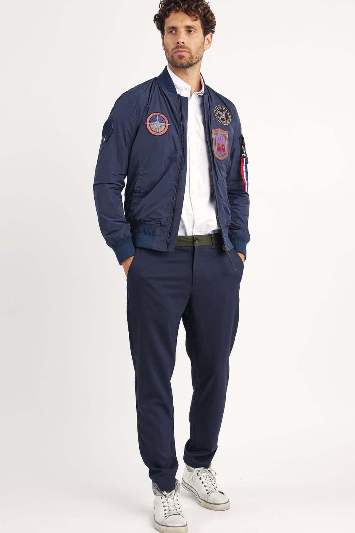 Navy blue Patrouille de France nylon bomber jacket - Image n°2