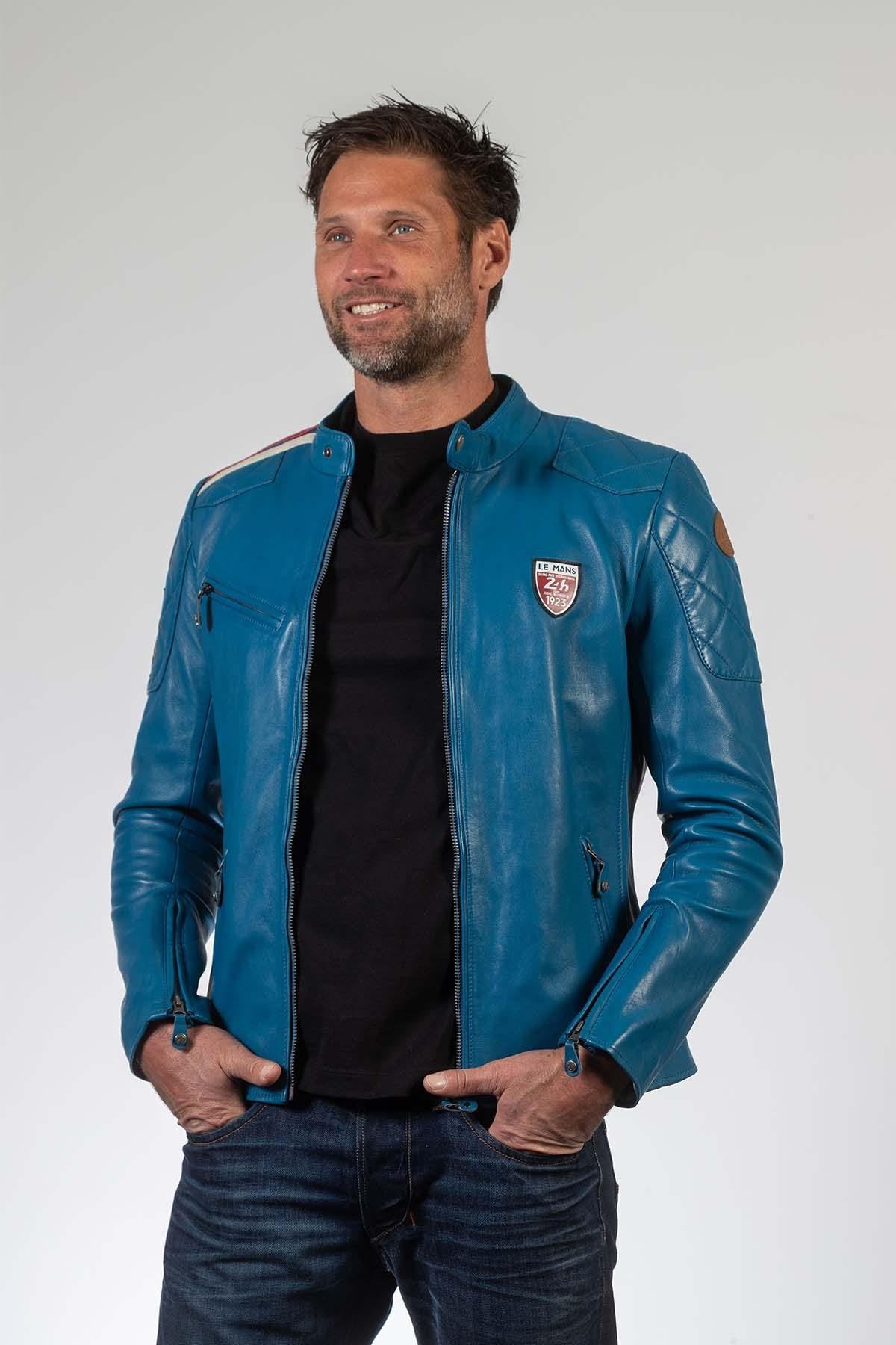 Blue leather jacket 100 years 24h of Le Mans - Image n°2