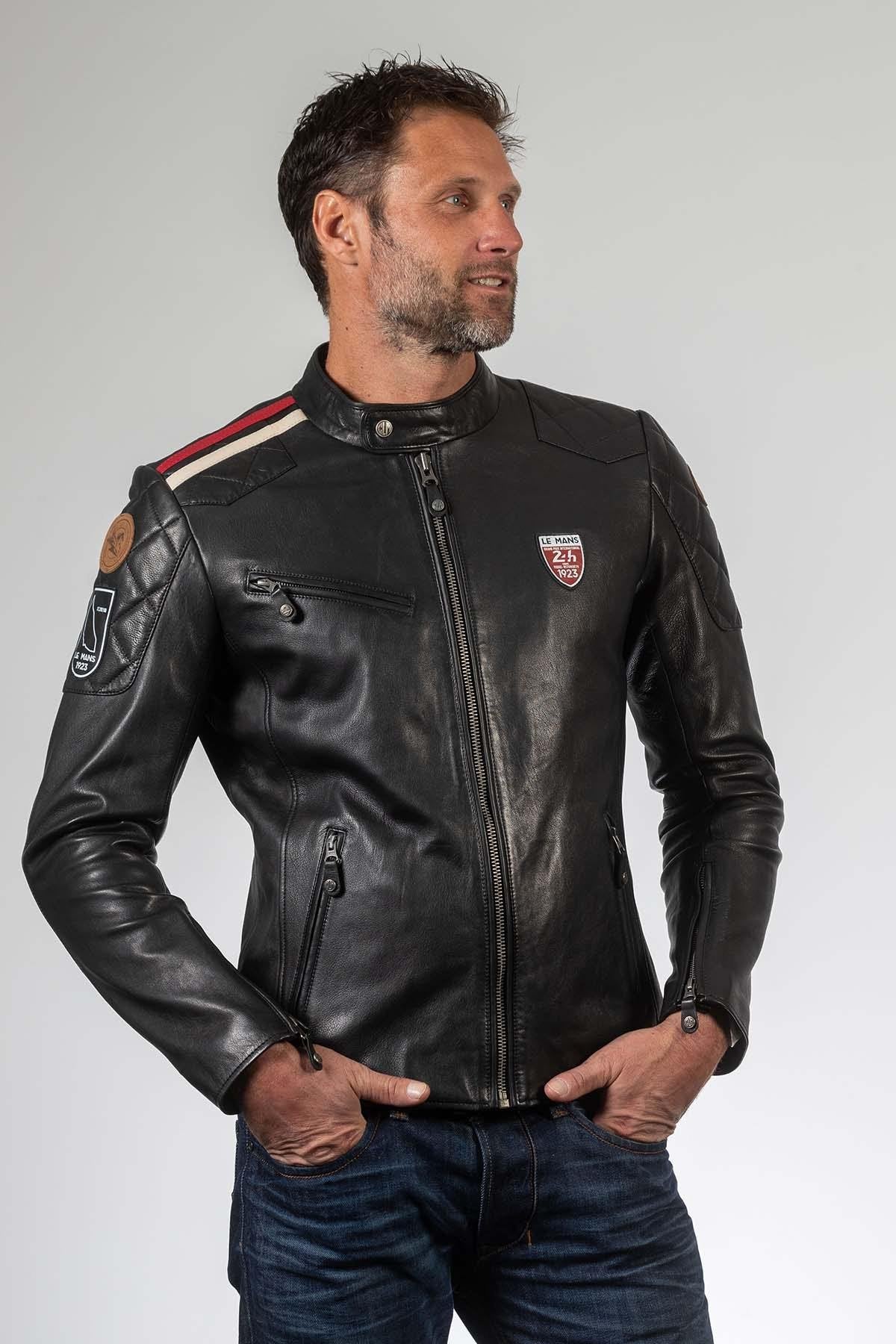 24h du mans 1923 racing jacket in black leather - Image n°1