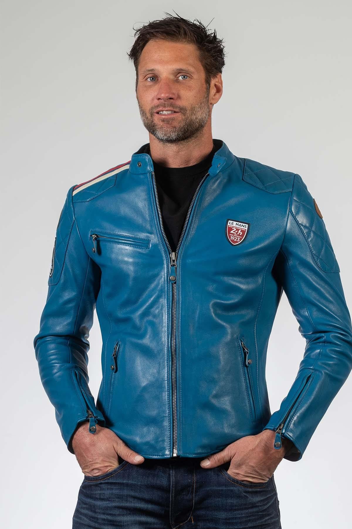 Blue leather jacket 100 years 24h of Le Mans - Image n°1