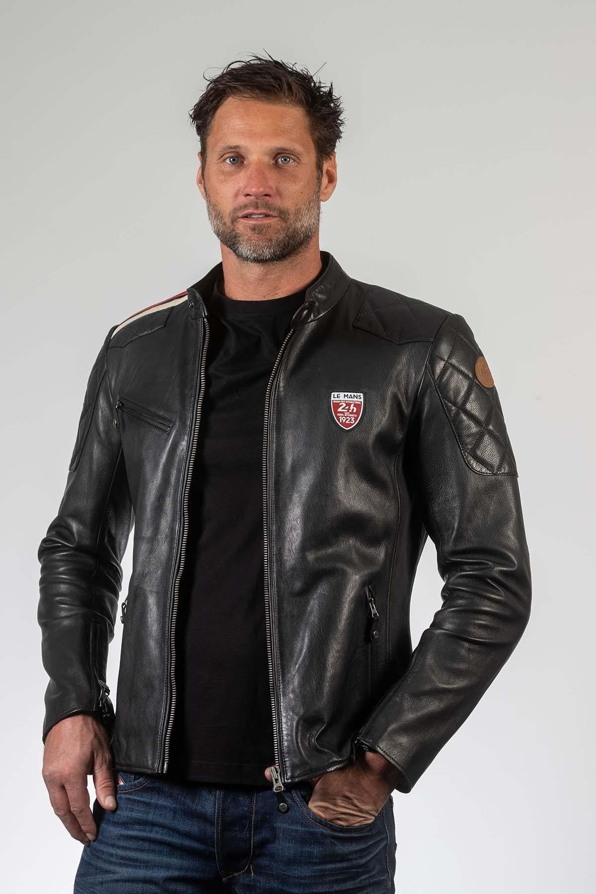 24h du mans 1923 racing jacket in black leather - Image n°5