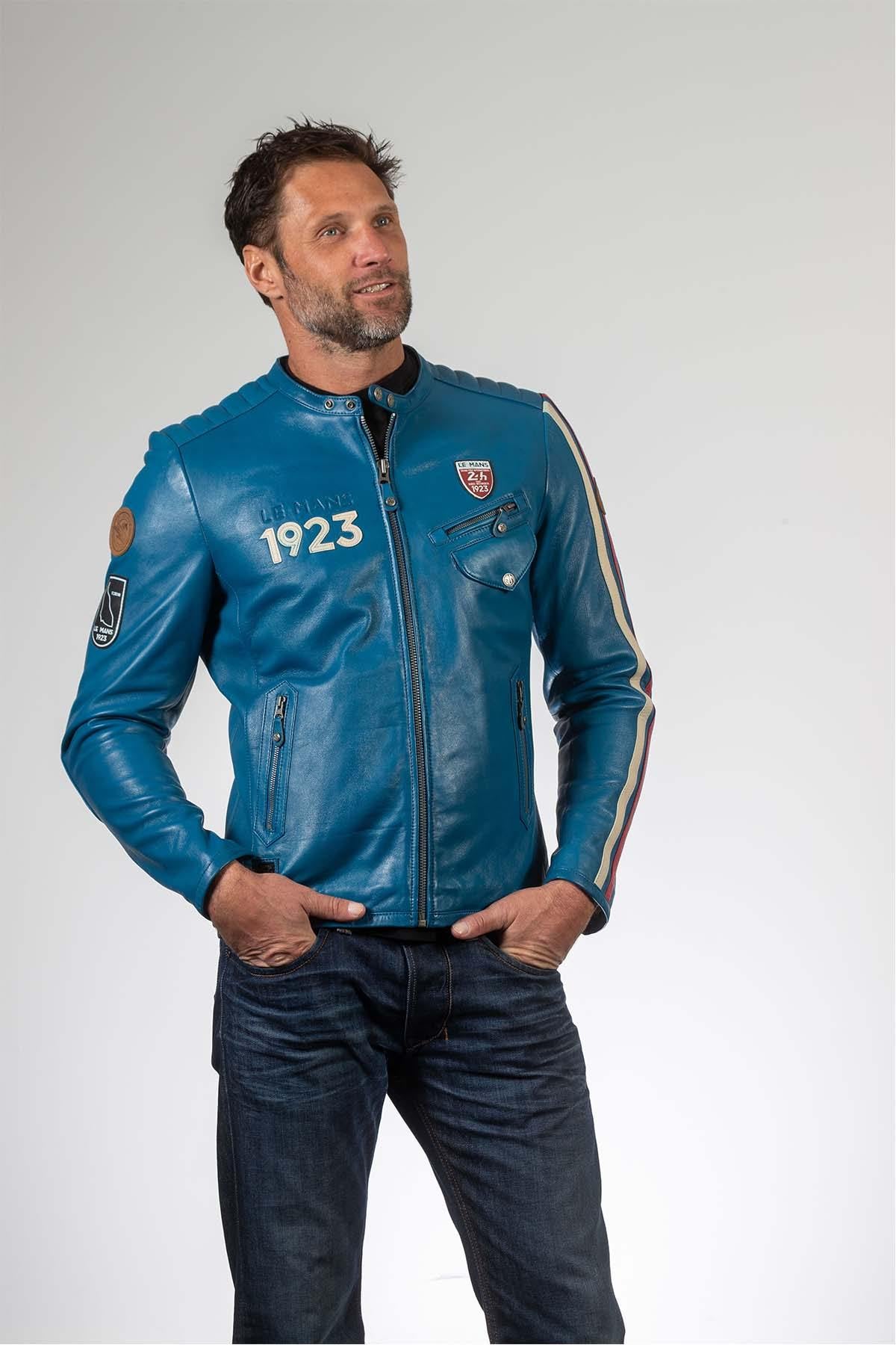 Le Mans 1923 jacket in blue leather - Image n°2