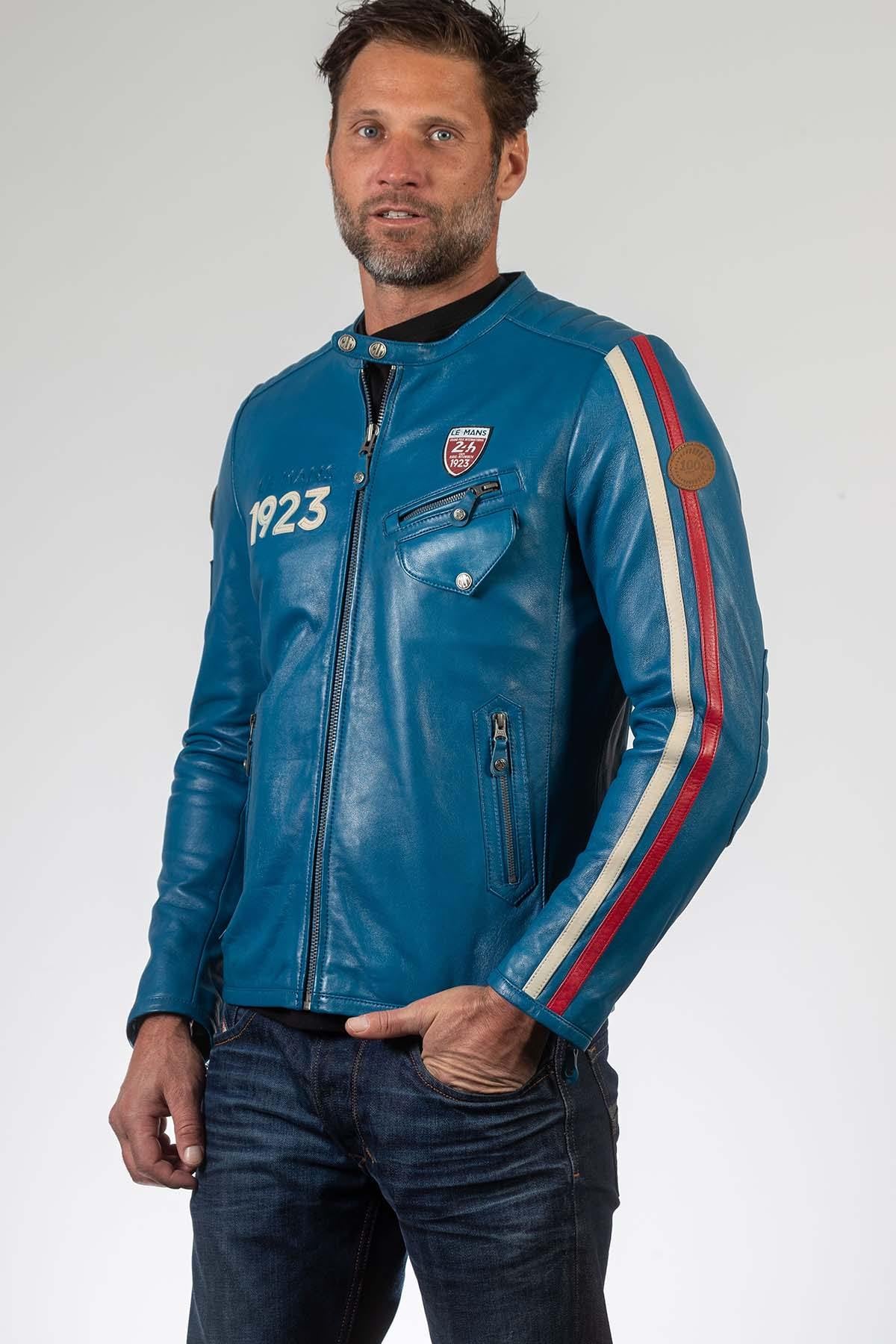 Le Mans 1923 jacket in blue leather - Image n°4