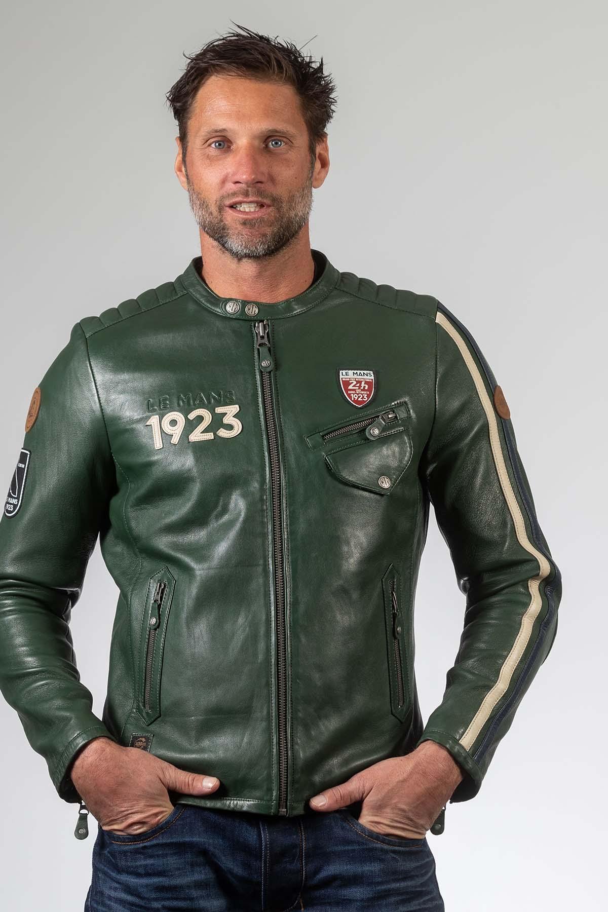 Green genuine leather jacket 24h du mans 1923 - Image n°3