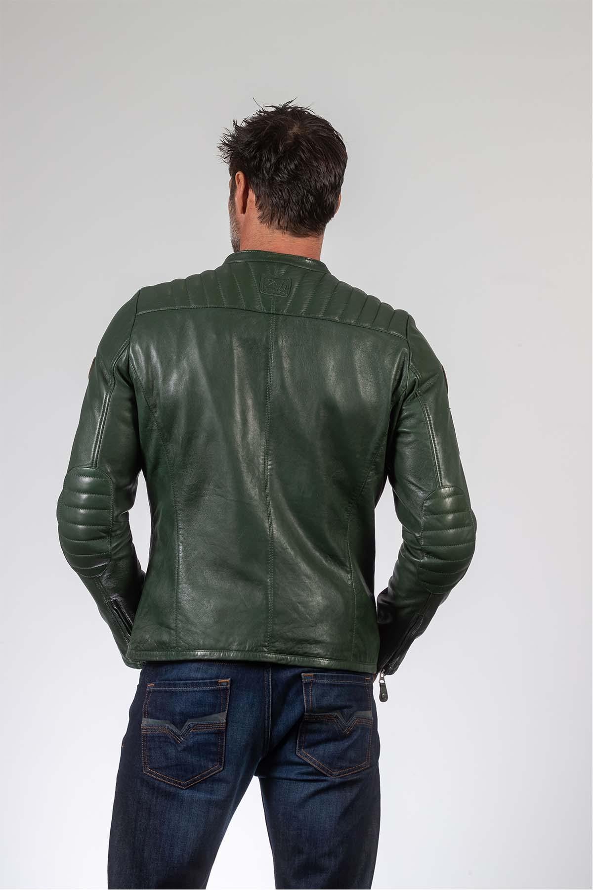 Green genuine leather jacket 24h du mans 1923 - Image n°5