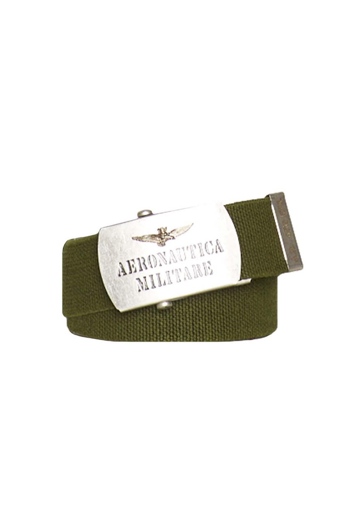 Khaki military style cotton belt - Image n°1