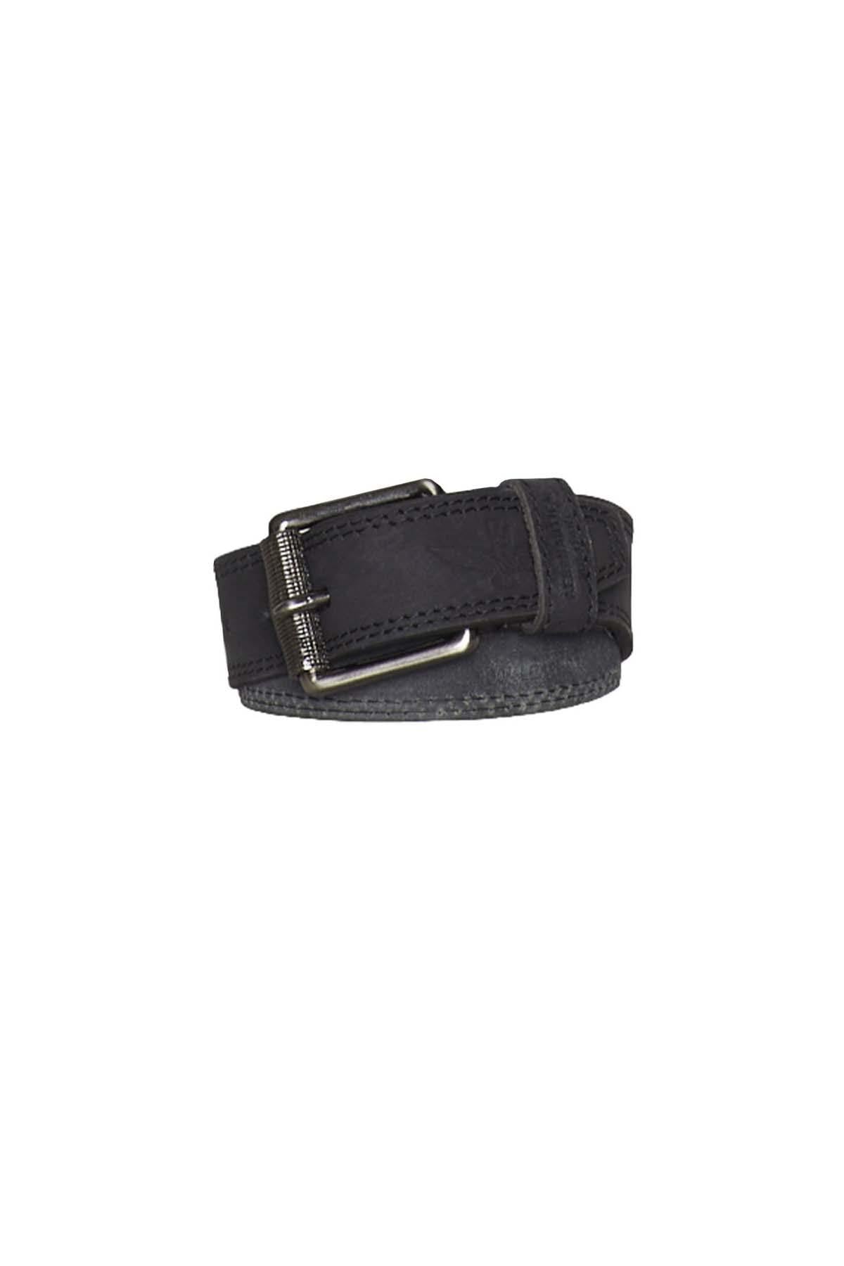 Black genuine nubuck leather belt - Image n°1