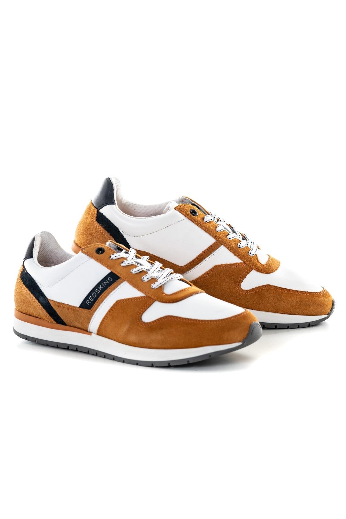 Orange White Navy Textile Sneakers - Image n°1