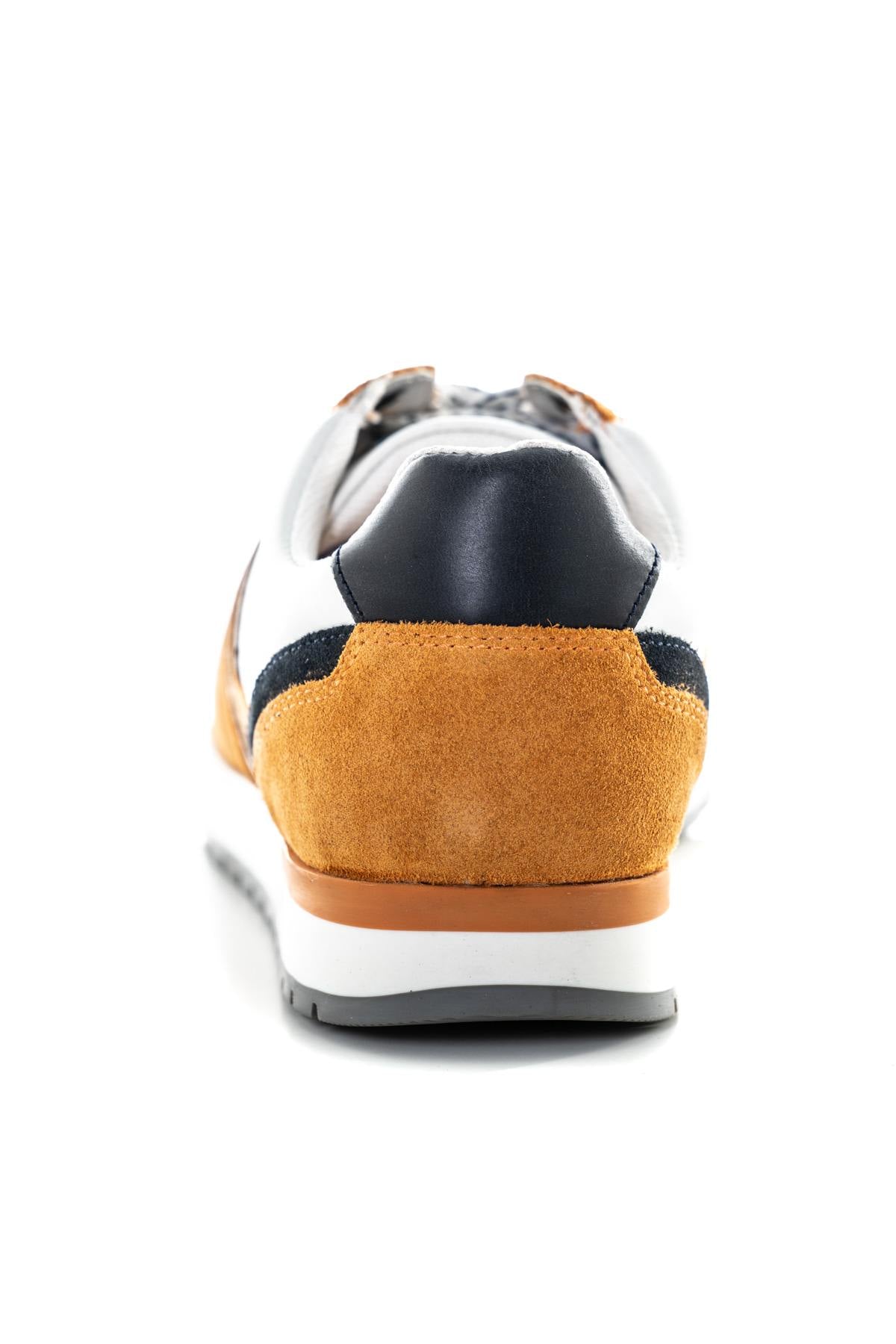 Orange White Navy Textile Sneakers - Image n°6