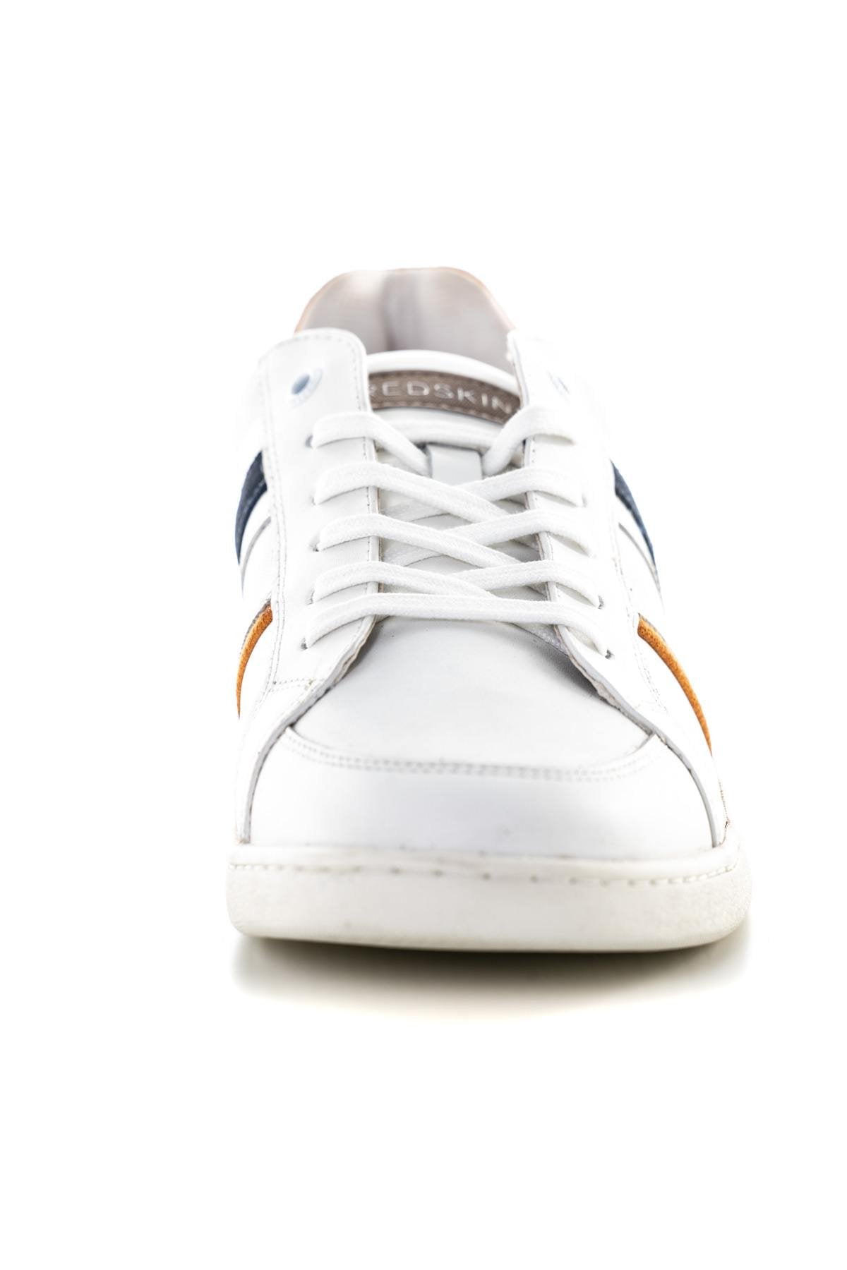 White Navy Orange Leather Sneakers - Image n°5