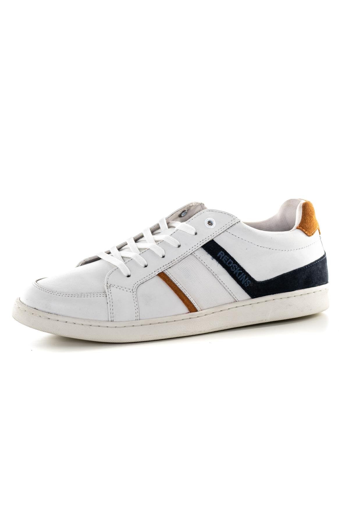 White Navy Orange Leather Sneakers - Image n°7