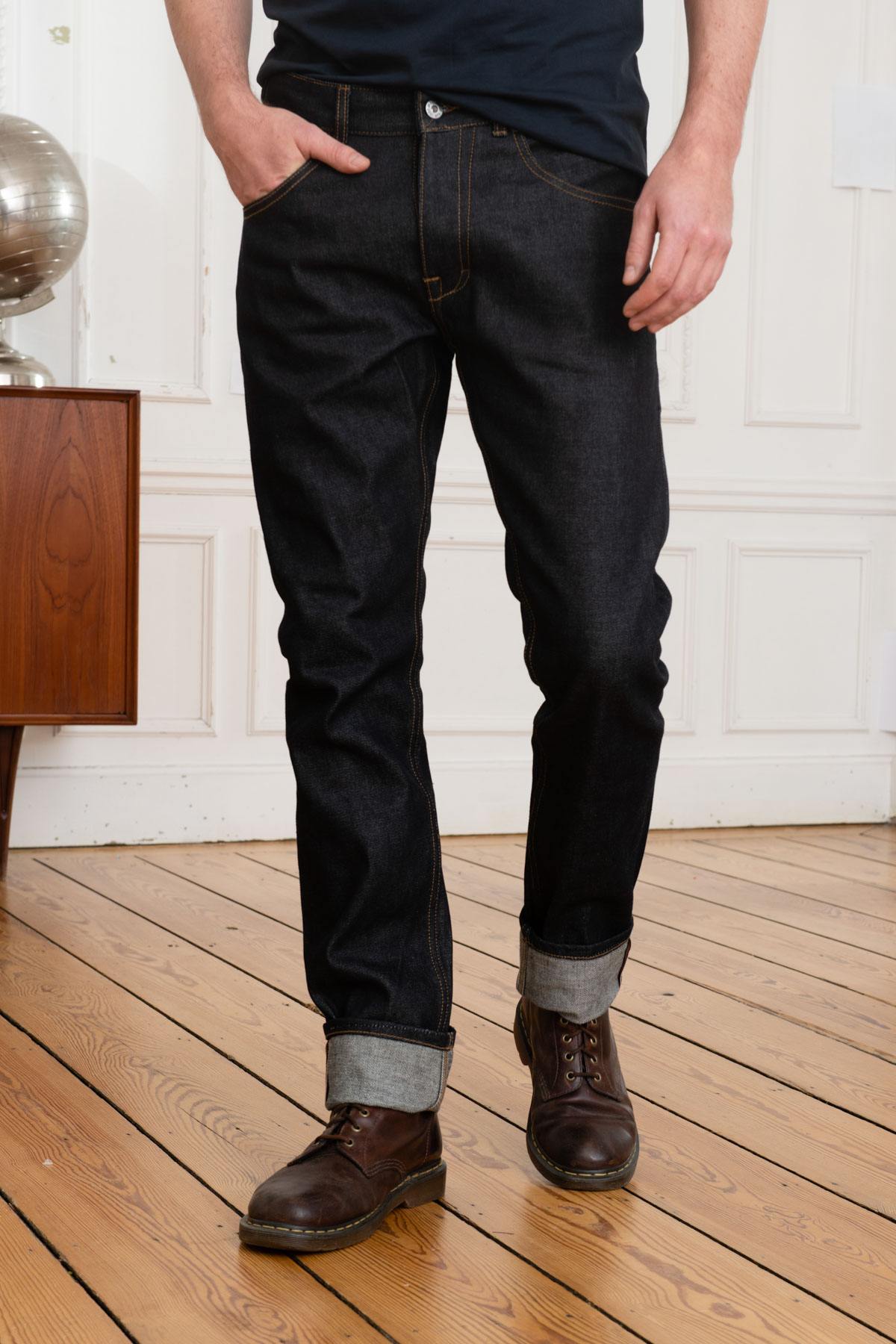 Navy blue denim pants - Image n°1