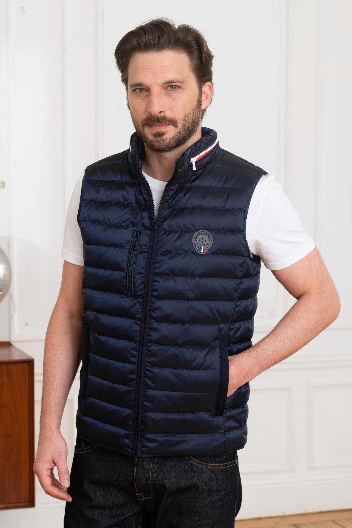 Navy blue sleeveless down jacket Patrouille de France - Image n°3