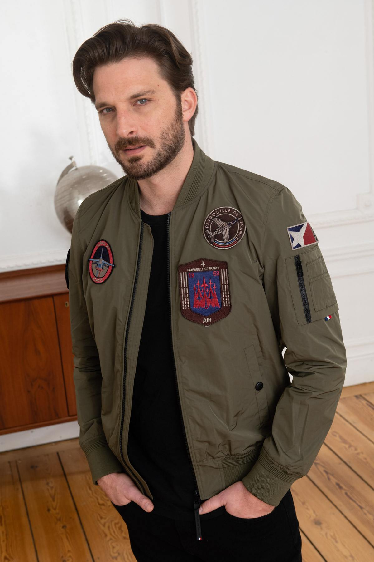 Patrouille de France khaki nylon bomber jacket - Image n°1