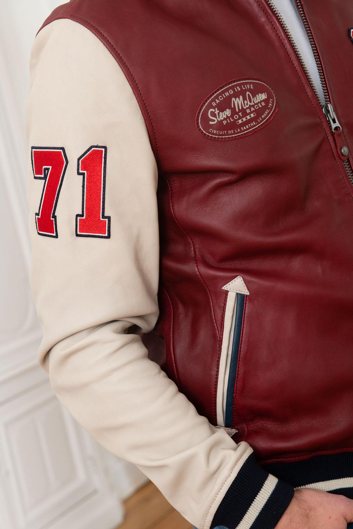 Dark red varsity teddy Steve McQueen Le Mans - Image n°9