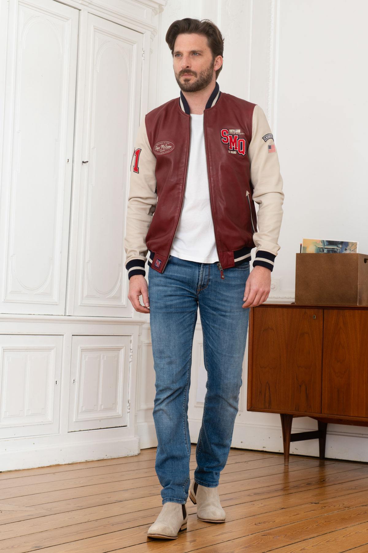 Dark red varsity teddy Steve McQueen Le Mans - Image n°2