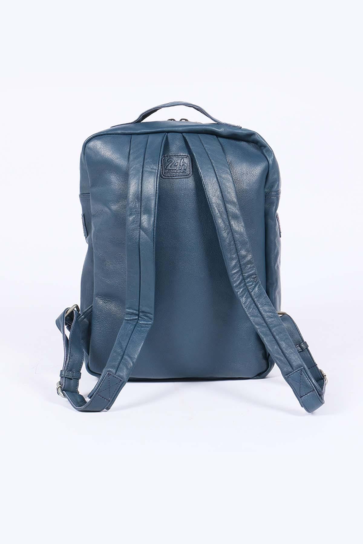 Sheepskin leather backpack Royal blue - Image n°3