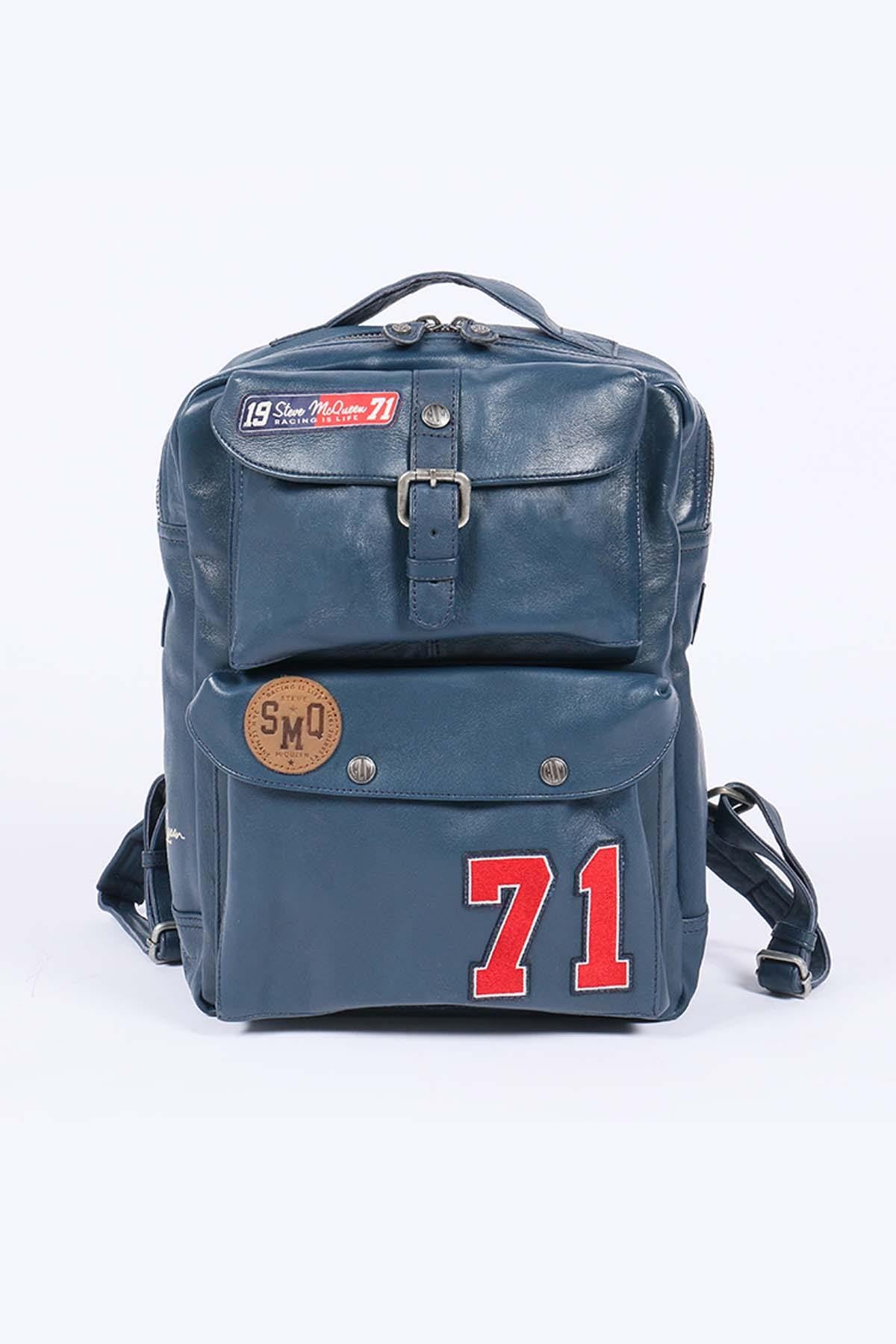 Sheepskin leather backpack Royal blue - Image n°1