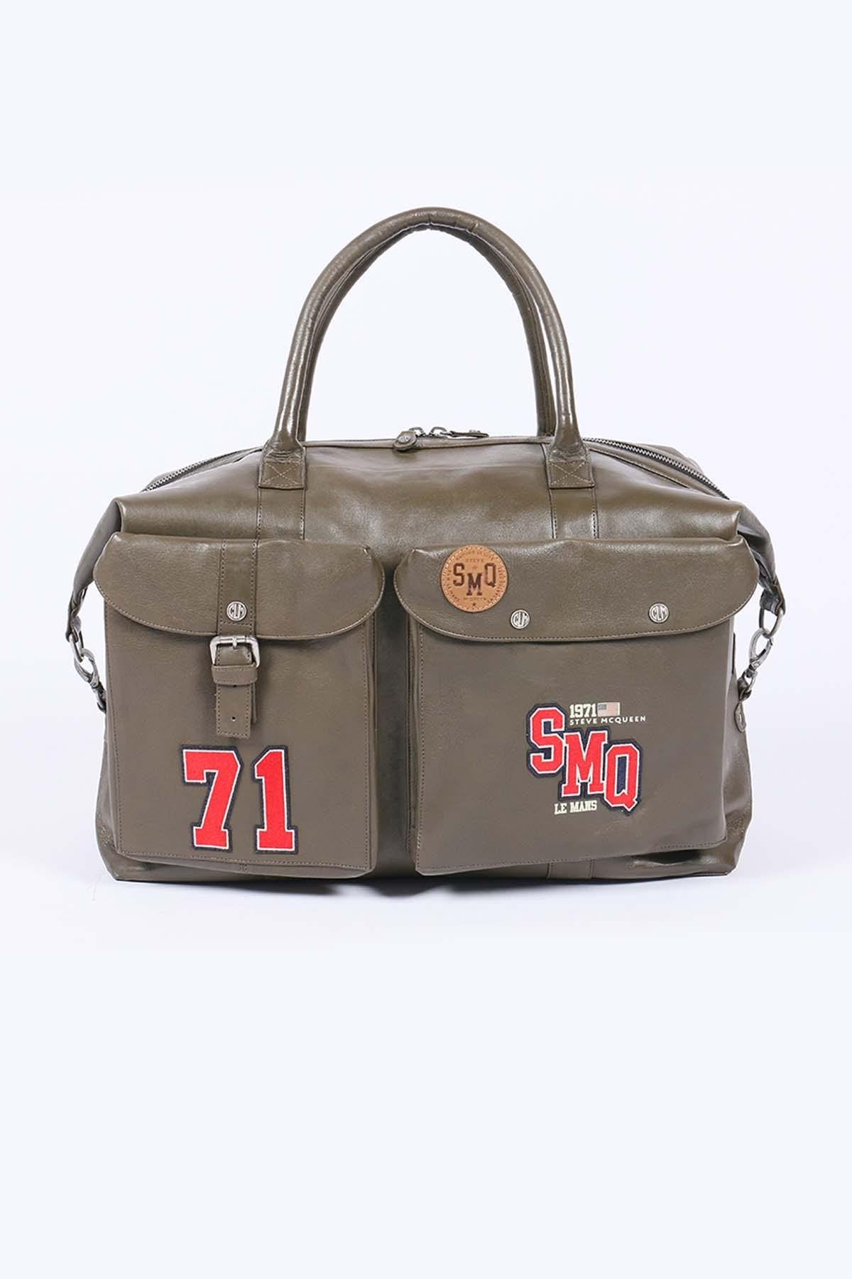 72H travel bag in sheepskin leather Khaki - Image n°1