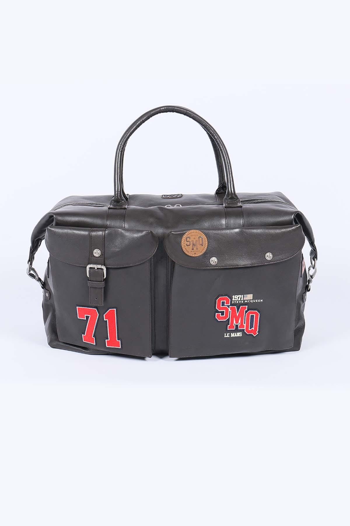 72H travel bag in sheepskin leather Dark brown - Image n°1