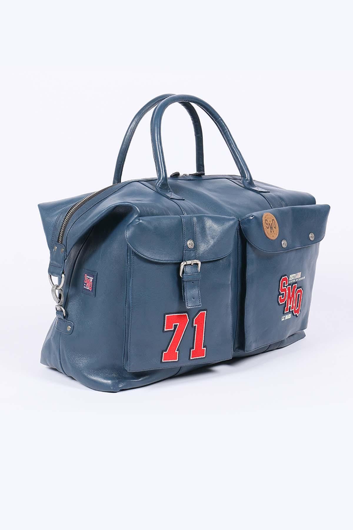 72H sheepskin leather travel bag Royal blue - Image n°2